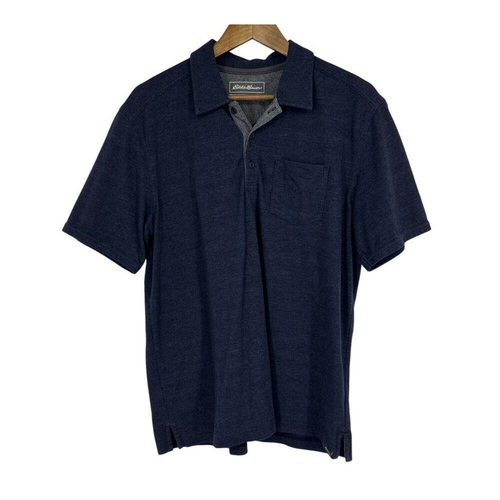 Eddie Bauer Mens Navy Short Sleeve Polo Shirt L